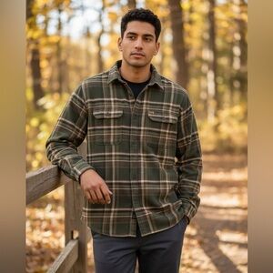 ORVIS HEAVYWEIGHT OLIVE GREEN FLANNEL SHIRT MENS‎ SIZE XXL